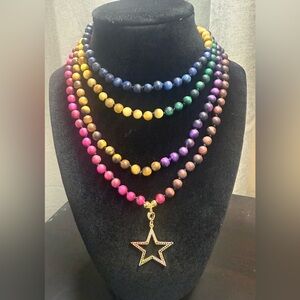 29” Vibrant Multicolor Beaded Necklace Set